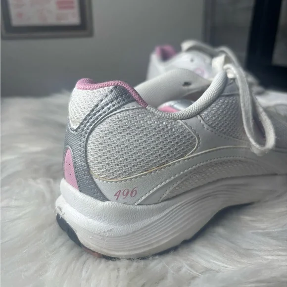 New Balance 496 womens walking running shoes pink grey white 7.5 dad shoes - Picture 7 of 9